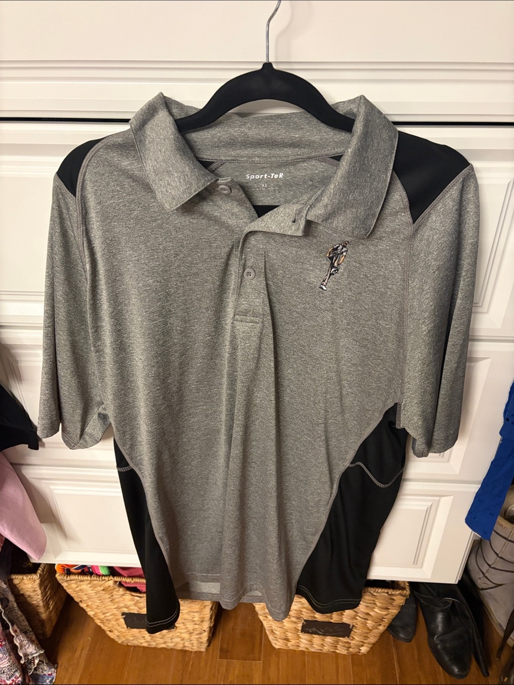 Sport-Tek Gray and Black Men's Performance Polo